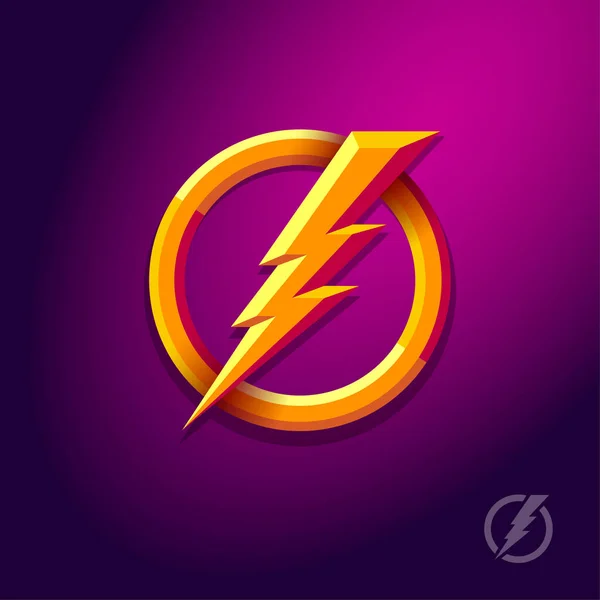 Логотип Молнии Молния Вспышки Круг Значок Электрической Энергии Интернет Иконка — стоковый вектор