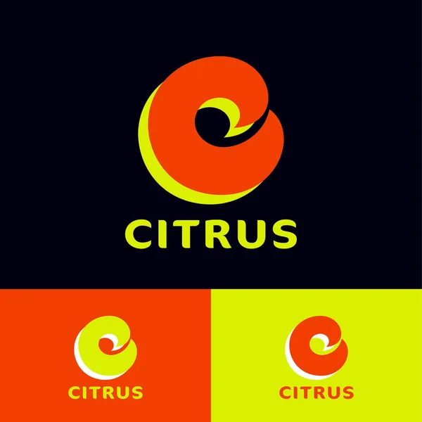 Logo Cytrusowe Ikona Witaminy Litera Składa Się Żółtych Pomarańczowych Elementów — Wektor stockowy