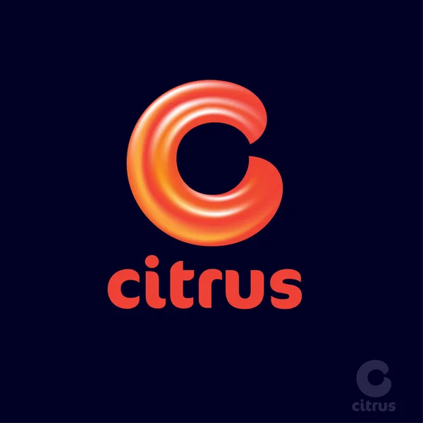 Logotipo Citrus Ícone Vitamina Carta Elemento Ondulado Monograma Para Negócios — Vetor de Stock