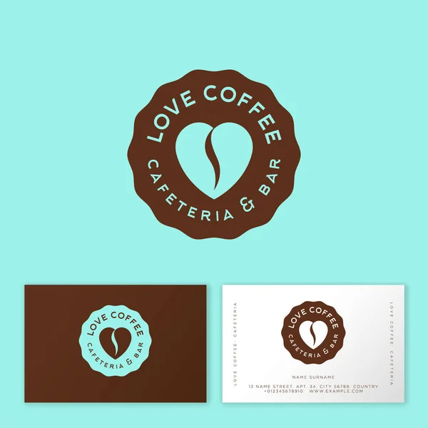 Liebe Kaffee Emblem Kaffee Logo Vorhanden Herzform Mit Heißem Dampf — Stockvektor