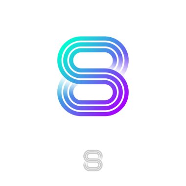 S veya 8 logosu bazı çizgilerden oluşur. İllüzyon amblemi, 8 numara iş için S.Icon harfi, internet, internet uygulaması, çevrimiçi dükkan..