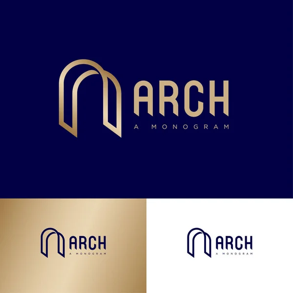 Letra Como Arco Letra Consisten Líneas Finas Oro Logotipo Construcción — Archivo Imágenes Vectoriales