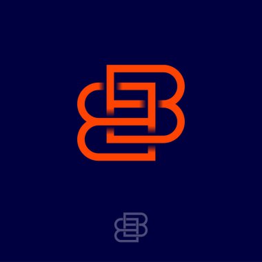 Turuncu B ve B harfleri. Monogram, iş, internet, çevrimiçi dükkan, inşaat, etiket veya ambalaj için çift harfli B harfinden oluşur..