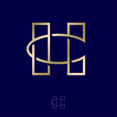 H ve C harfleri. H, C altın harfli monogram. Soyut, lüks logo işletme, kuyumcu, giysi, web simgesi için kullanılabilir.