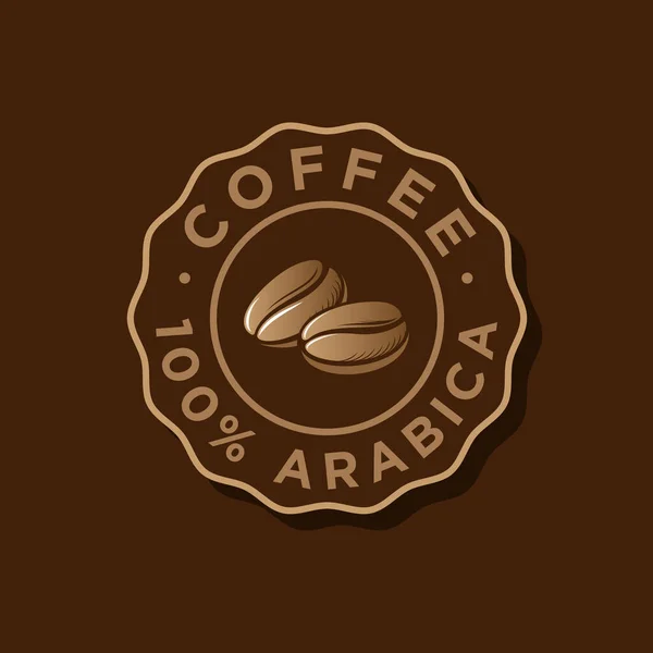 Kaffee Logo Vorhanden Kaffee 100 Arabica Emblem Goldene Kaffeebohnen Mit — Stockvektor