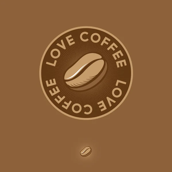 Kaffee Logo Vorhanden Liebe Kaffee Emblem Kaffeebohne Mit Strahlen Einem — Stockvektor