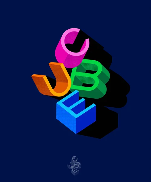 Composition Typographique Cube Lettrage Volumique Comme Projection Isométrique Illusion — Image vectorielle