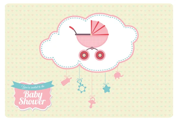 Baby Shower Diseño de la tarjeta de invitación — Archivo Imágenes Vectoriales