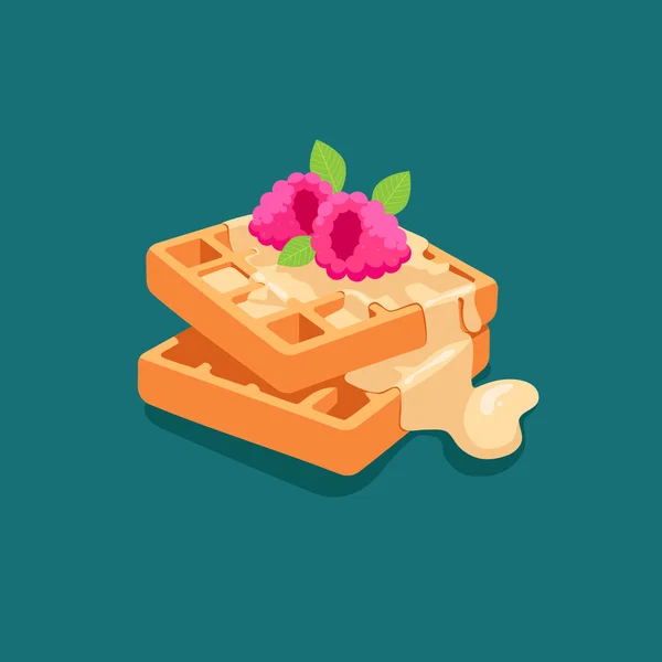 Frambuaz sos ile Belçika waffle döktü