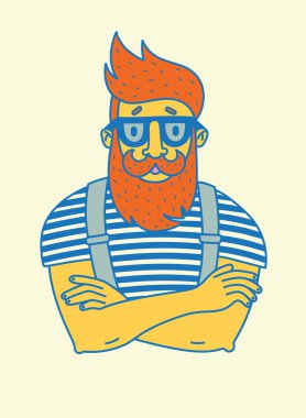 Vintage hipster sakal ve bıyık