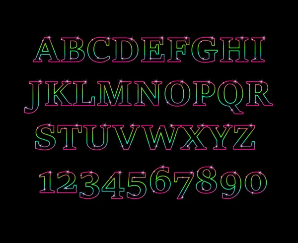 Gloeiende kosmische neon lettertype. — Stockvector