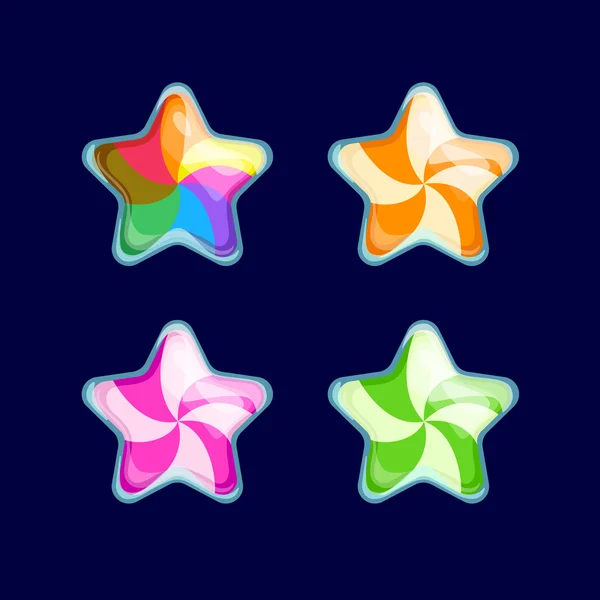 Bolhas coloridas engraçadas dos desenhos animados Candy Glossy Star —  Vetores de Stock