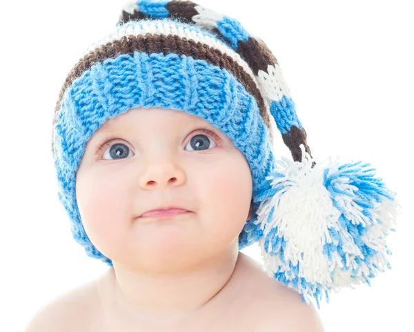 Весела дитина в блакитному капелюсі — стокове фото