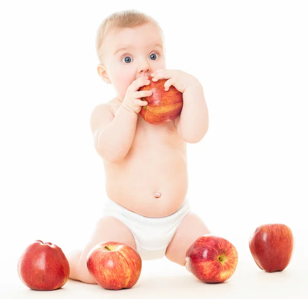 Mooie baby met appels — Stockfoto