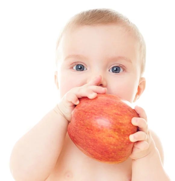 Mooie baby met apple — Stockfoto