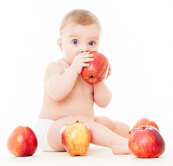 Mooie baby met appels — Stockfoto