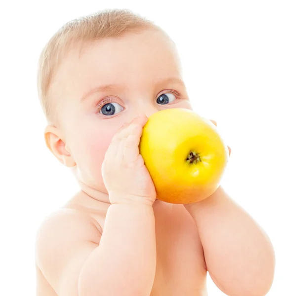 Bellissimo bambino con mela — Foto Stock