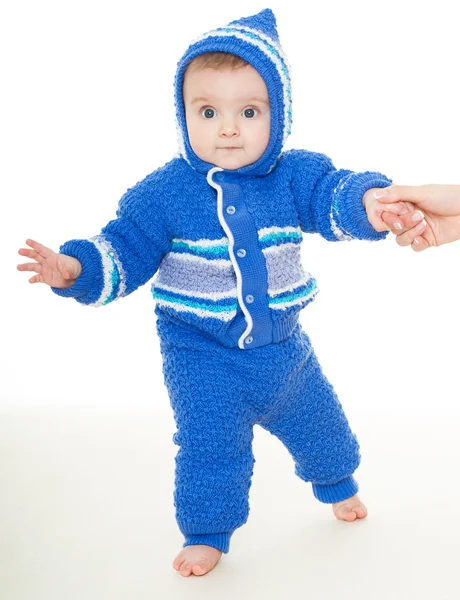 Boldog baba-kék ruhában — Stock Fotó