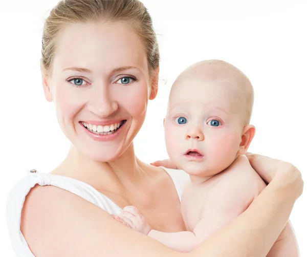 Mãe e bebê brincando e sorrindo — Fotografia de Stock