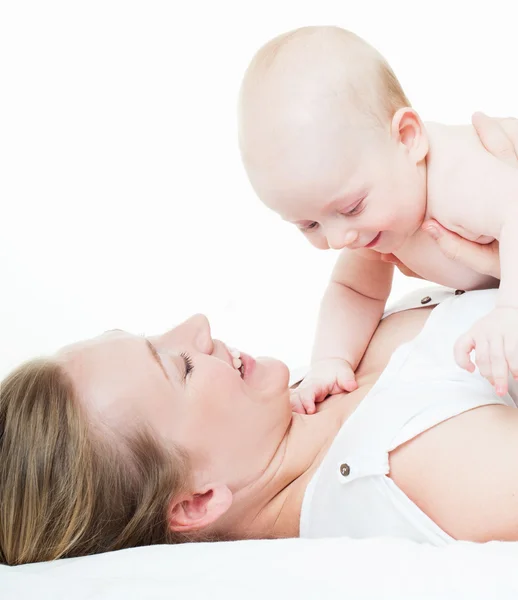 Mother and baby playing and smiling — Stock Photo, Image