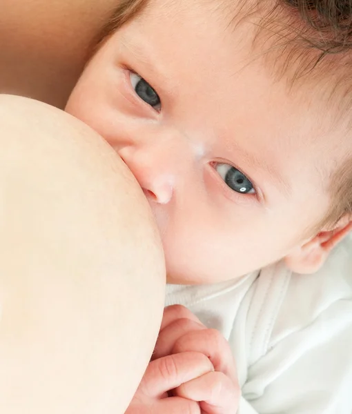 Молодая мать кормит грудью своего ребенка — стоковое фото