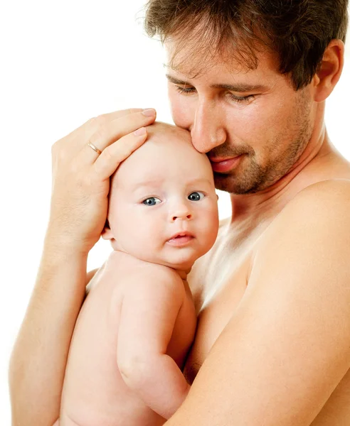 Unga far med baby — Stockfoto