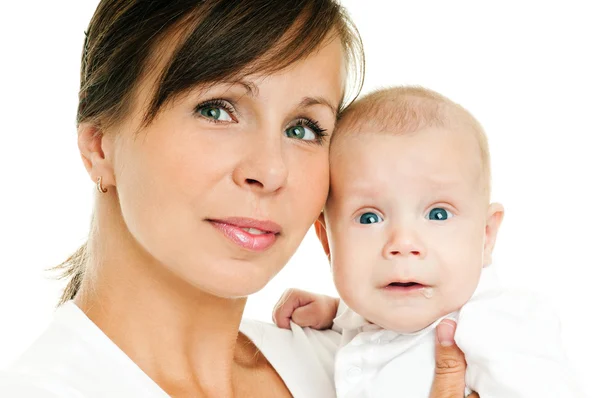 Mãe e bebê brincando e sorrindo — Fotografia de Stock