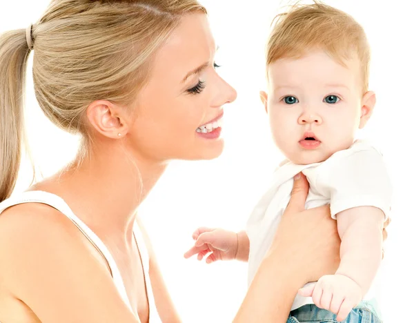 Mother and baby playing and smiling — Stock Photo, Image