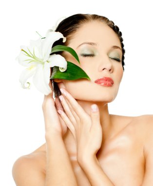 profesyonel makyaj ile güzel bir kadın portresi