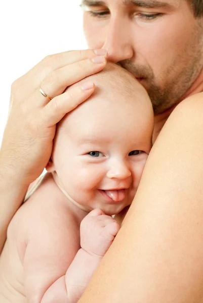 Söt baby med pappa — Stockfoto