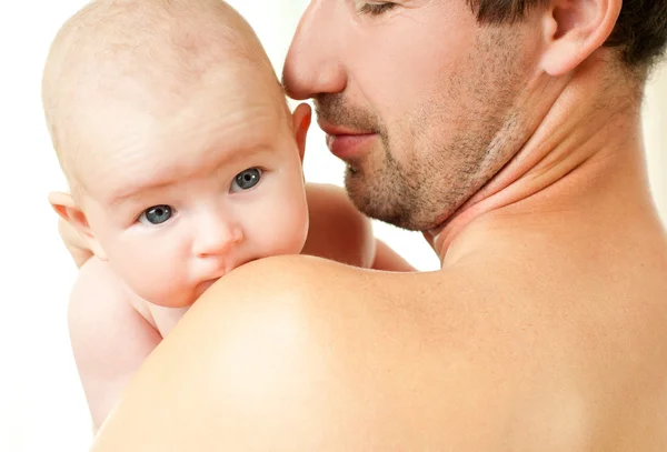 Cute baby with daddy — Stock Photo, Image