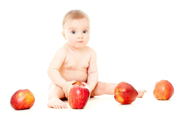 Cute baby z owocami — Zdjęcie stockowe