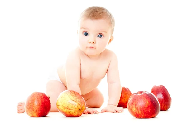 Bebê bonito com frutas — Fotografia de Stock