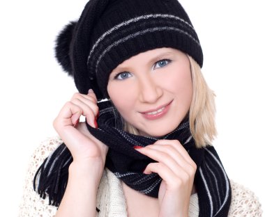 Sıcak şapka neşeli kadın