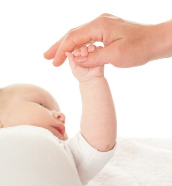 Holding babanın el bebek