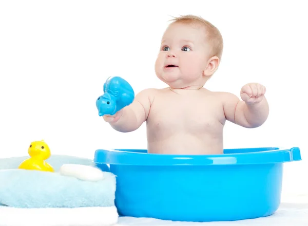 Engraçado bebê na banheira — Fotografia de Stock