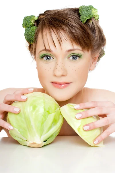 Jeune femme aux légumes — Photo