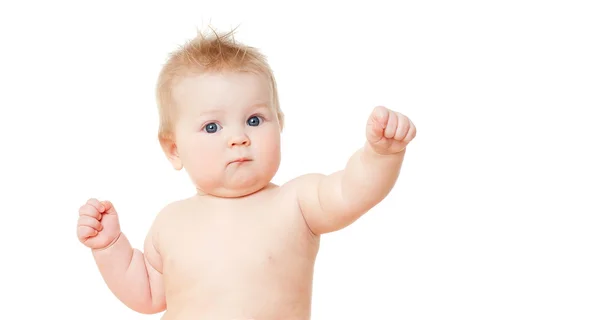 Bebé niña en el blanco — Foto de Stock