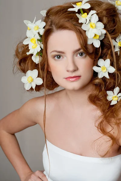 Fashion model with large hairstyle Stock Image