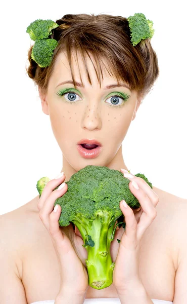 Jeune femme aux légumes — Photo