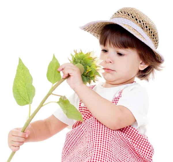 Linda chica con girasol — Foto de Stock