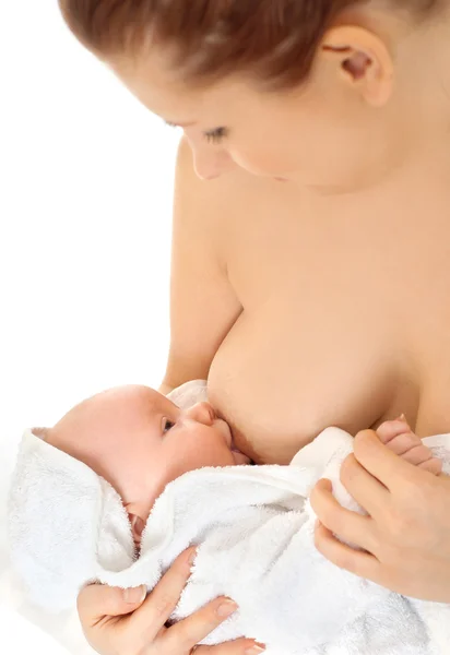 Mother breast feeding her infant — Stock Photo, Image