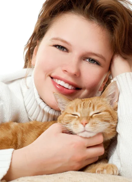 Young girl with a cat Stock Image