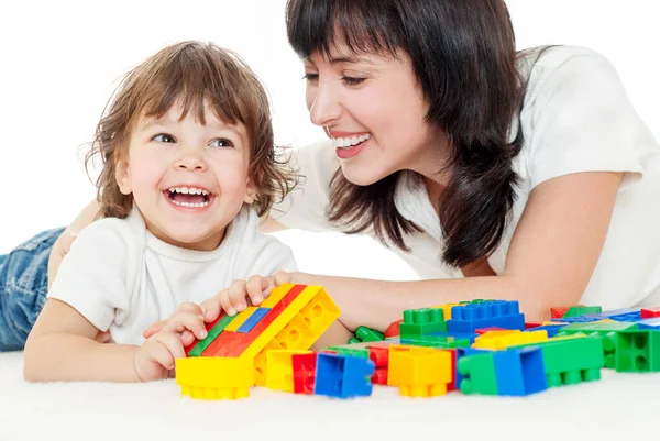 Mutter Und Baby Spielen Und Lächeln Glückliche Familie — Stockfoto