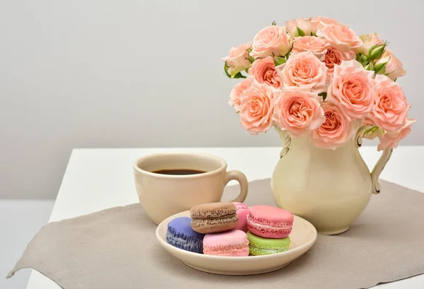 Férias Flores Macaroons Macarons Franceses Colorido — Fotografia de Stock