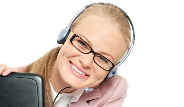 Female Customer Service Representative Smiling Stock Photo