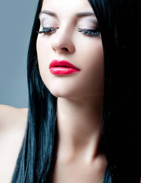 Brunette Perfect Hair Red Lipstick Royalty Free Stock Photos