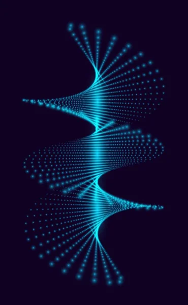 Espiral. Estructura de conexión. Objeto vectorial abstracto hecho de partículas. 3d vector Ilustración para la ciencia, tecnología. — Vector de stock