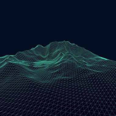 3d soyut vektör kablo çerçevesi arka planı. Siber uzay ızgarası.