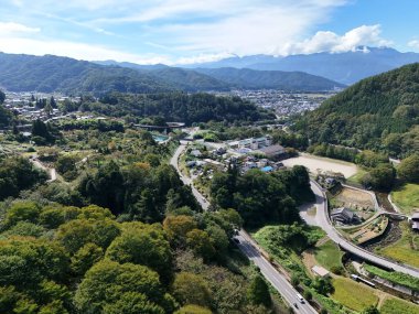 Aerial footage of the countryside of Japan.